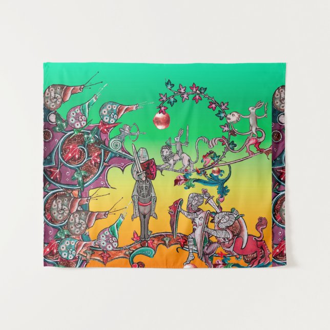 TAPETE DE PAREDE GUERRA BESTIÁRIA MEDIEVAL, NOITES, ESQUEMAS GIGANT (Frente (Horizontal))