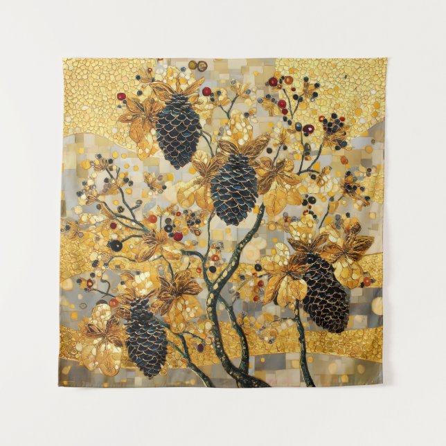 Tapete De Parede gustav klimt Rustic Pinecone Holiday Winter Bathro (Frente)