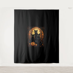 Tapete De Parede Halloween Black Cat Van Gogh Witch Kawaii Pumpkin