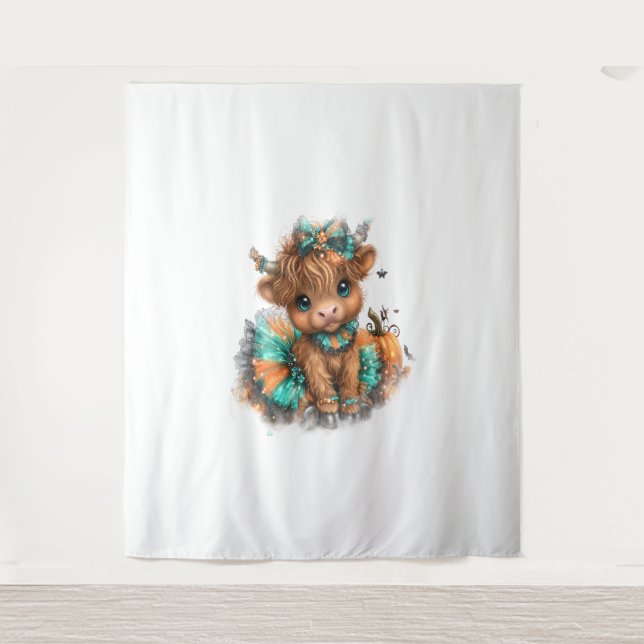 Tapete De Parede Halloween da Fazenda de Vaca em Highland (Frente)