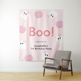 Tapete De Parede Halloween Ghost Girl Pumpkin Pink Aniversário Bem-