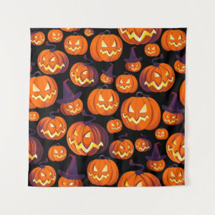 Tapete De Parede Halloween Pumpkins: Padrão Sem Olhos Irritável.