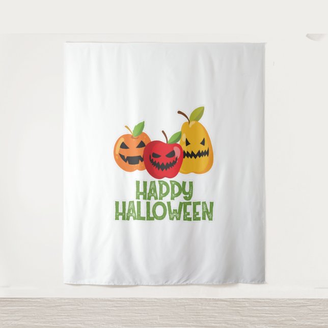 Tapete De Parede Halloween Vegan Feliz Halloween Pumpkin Vegetarian (Frente)