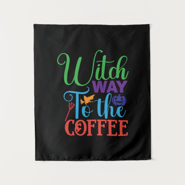 Tapete De Parede Halloween Witch Caminhando Para O Café (Frente)