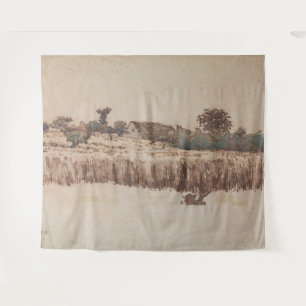 Tapete De Parede Hamlet em um Campo de Trigo   Jean-Francois Millet