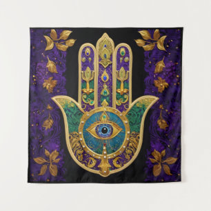Tapete De Parede Hamsa Terceiro Olho Dourado Ornamentado