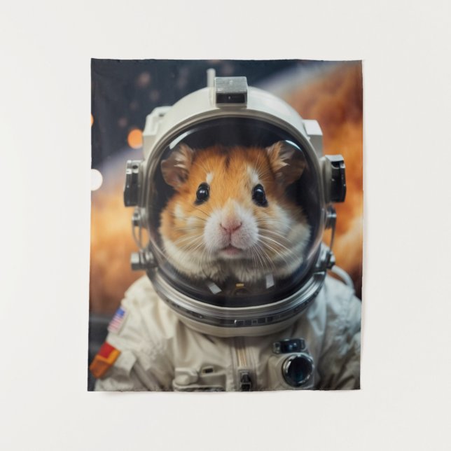 Tapete De Parede Hamster do Astronauta Espacial Exterior (Frente)