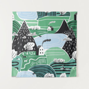 Tapete De Parede Hand drawn abstract scandinavian graphic illustrat