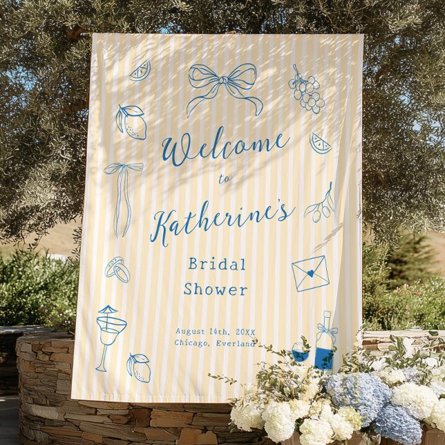 Tapete De Parede Hand Drawn Bridal Shower Backdrop Tapestry (Criador carregado)