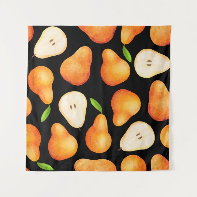 Tapete De Parede Hand drawn bright fruits seamless pattern. Realist (Frente)