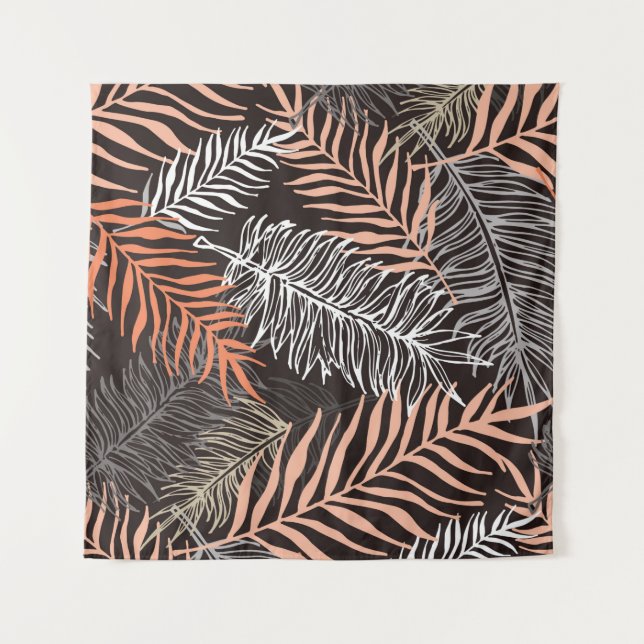 Tapete De Parede Hand drawn doodle palm leaves pattern (Frente)