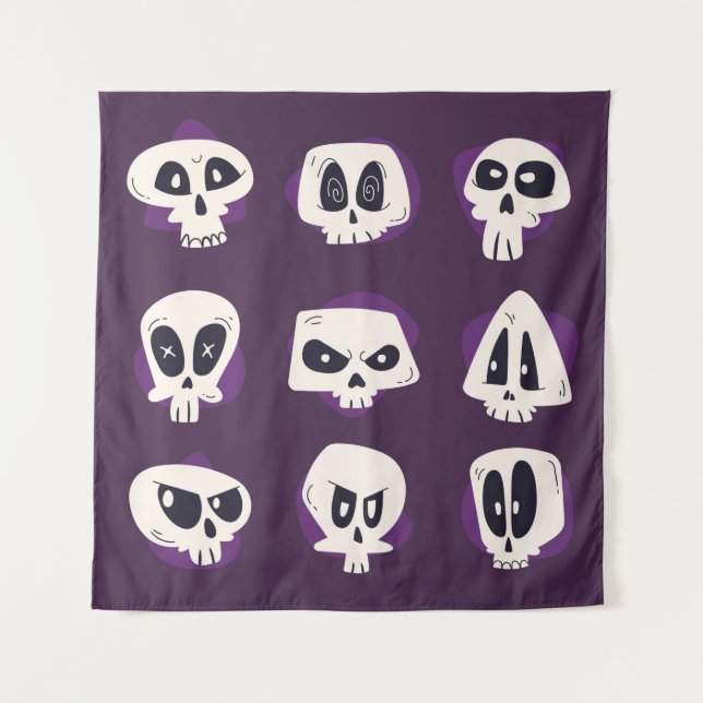 Tapete De Parede Hand drawn flat dia de muertos skulls collection s (Frente)