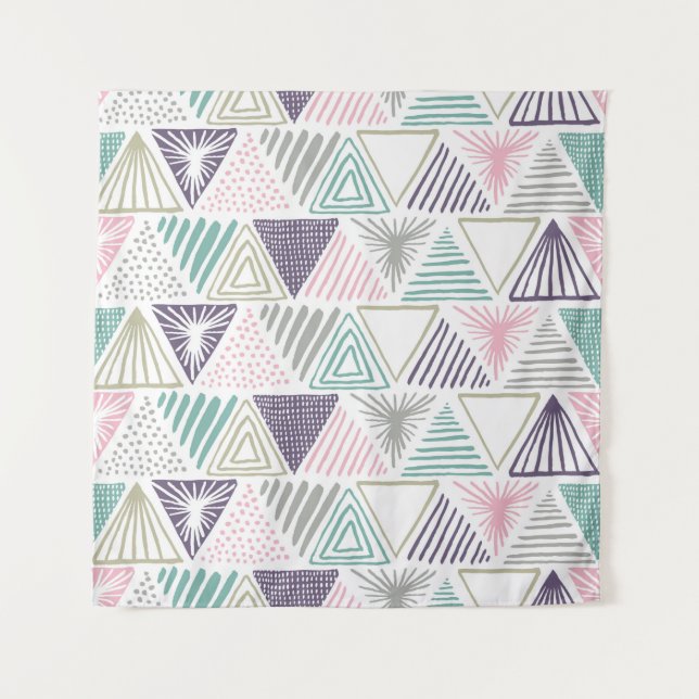 Tapete De Parede Hand drawn triangle seamless pattern.  (Frente)