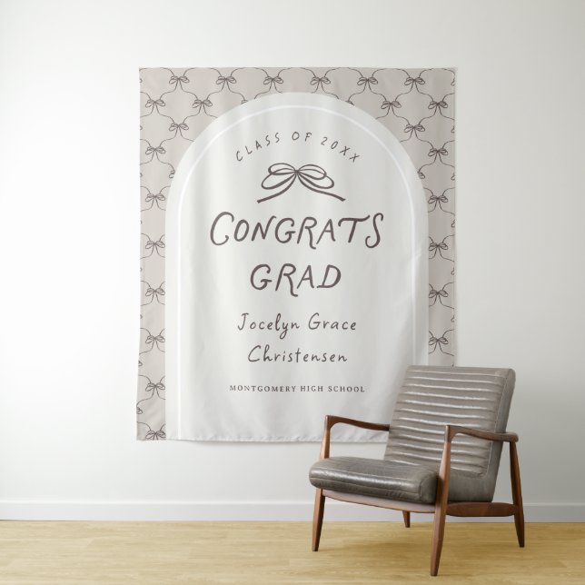 Tapete De Parede Hand Drawn Whimsical Congrats Grad Party Backdrop (In Situ)
