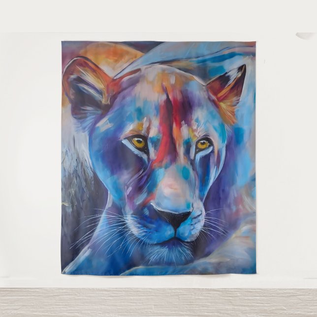 Tapete De Parede Hand Painted Wild Cat Portrait (Frente)
