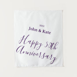 Tapete De Parede Happy 50th anniversary purple name year simple