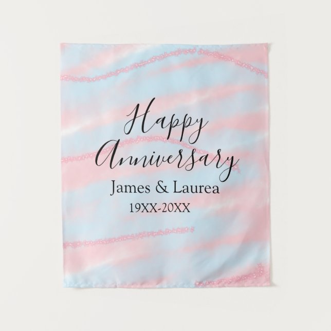 Tapete De Parede Happy anniversary wedding name date year pastel  (Frente)
