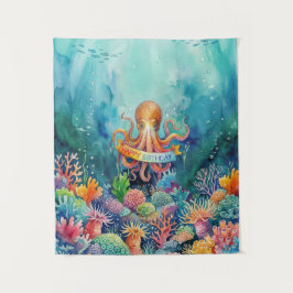Tapete De Parede Happy Birthday Octopus Ocean Sea Life Water Fish