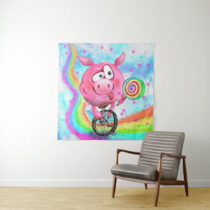 Tapete De Parede Happy Circus Acrobat Piggy Ciclista Licenças de C