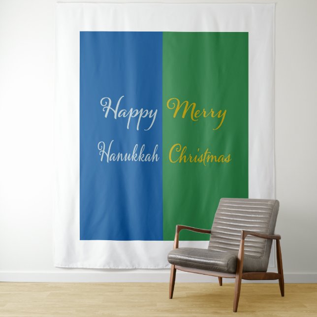 Tapete De Parede Happy Hanukkah Merry Christmas Dual Holiday (In Situ)