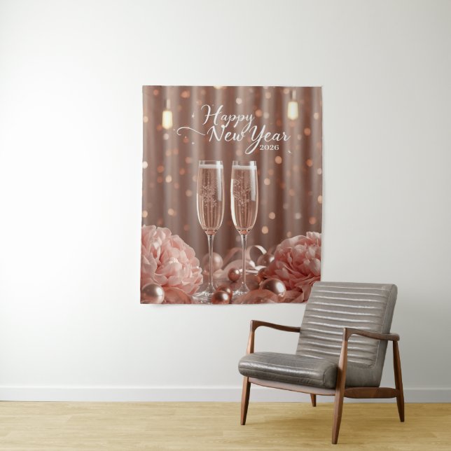 Tapete De Parede happy new year 2026 champagne sparkle backdrop (In Situ)