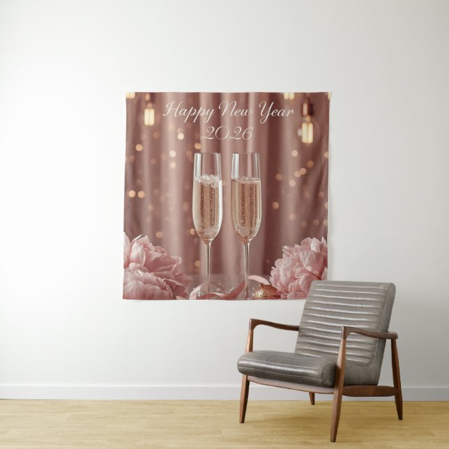 Tapete De Parede happy new year 2026 champagne sparkle banner (In Situ)