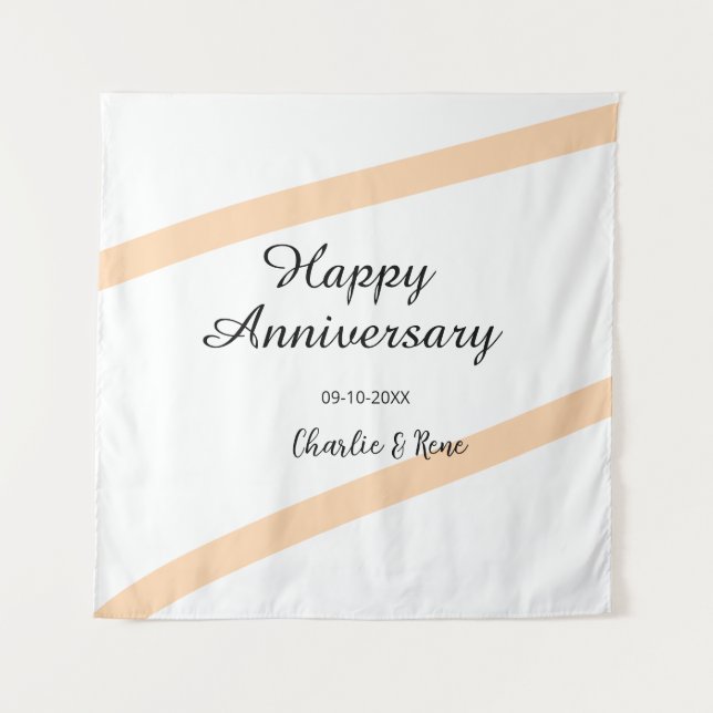 Tapete De Parede Happy wedding anniversary orange pastel lines name (Frente)