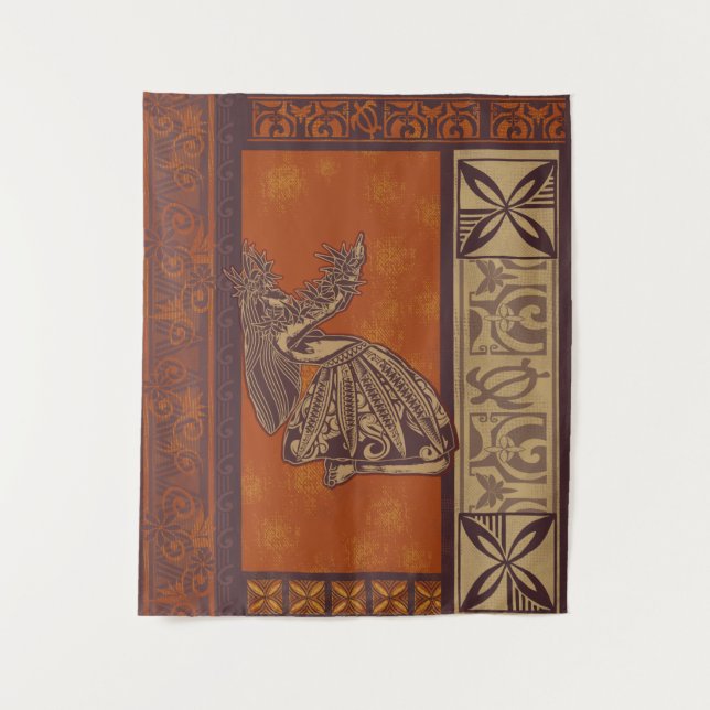 Tapete De Parede Havaiano - Samoano - Dançarino Polinésio Hula (Frente)