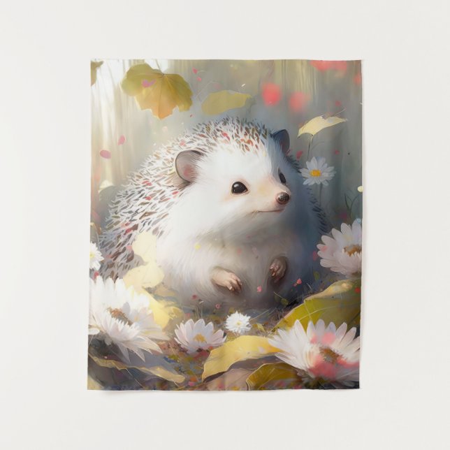 Tapete De Parede Hedgehog Portrait Animal Painting Willife Forest (Frente)