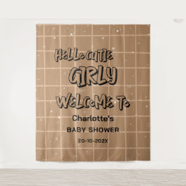 Tapete De Parede Hello Cutie Girly Cute Brown Gingham Baby Backdrop