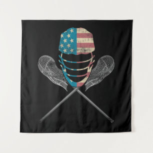 Tapete De Parede Helmet E Stick Lacrosse American Flag Lax