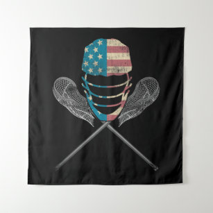 Tapete De Parede Helmet E Stick Lacrosse American Flag Lax