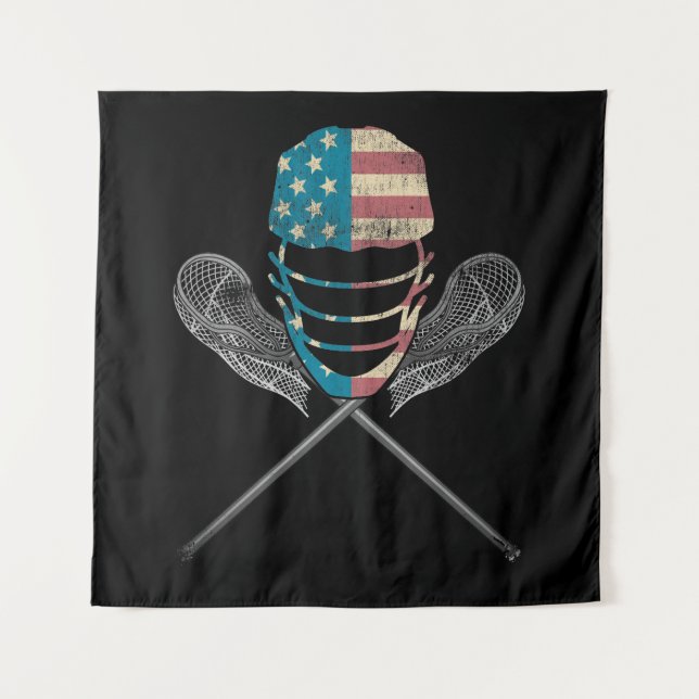 Tapete De Parede Helmet E Stick Lacrosse American Flag Lax (Frente)