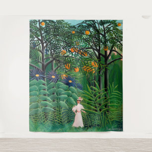 Tapete De Parede Henri Rousseau - Mulher caminhando em uma Floresta