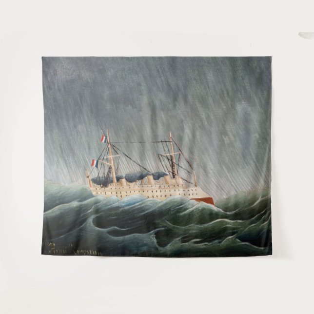 Tapete De Parede Henri Rousseau - O Navio no Tempest (Frente (Horizontal))