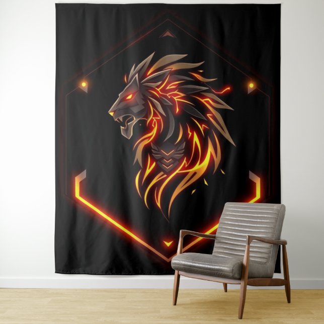 Tapete De Parede „Herz des Löwen – In flammendem Gold“ (In Situ)