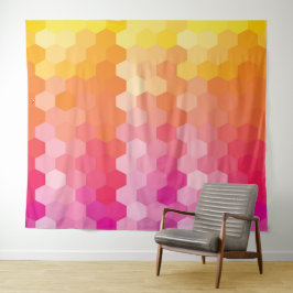 Tapete De Parede Hexágono Geométrico forma amarelo-rosa