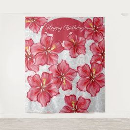 Tapete De Parede Hibiscus e rendas RED