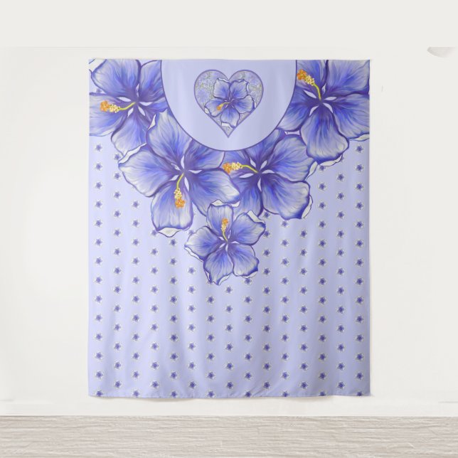 Tapete De Parede Hibiscus & lace BLUE (Frente)