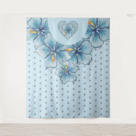 Tapete De Parede Hibiscus & lace TURQUOISE