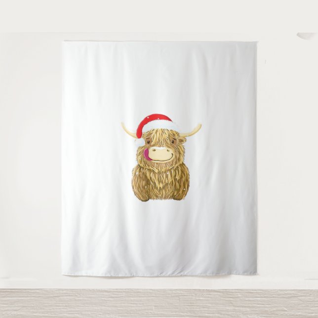 Tapete De Parede Highland Cow Merry Christmas Snow T-shirt Essentia (Frente)