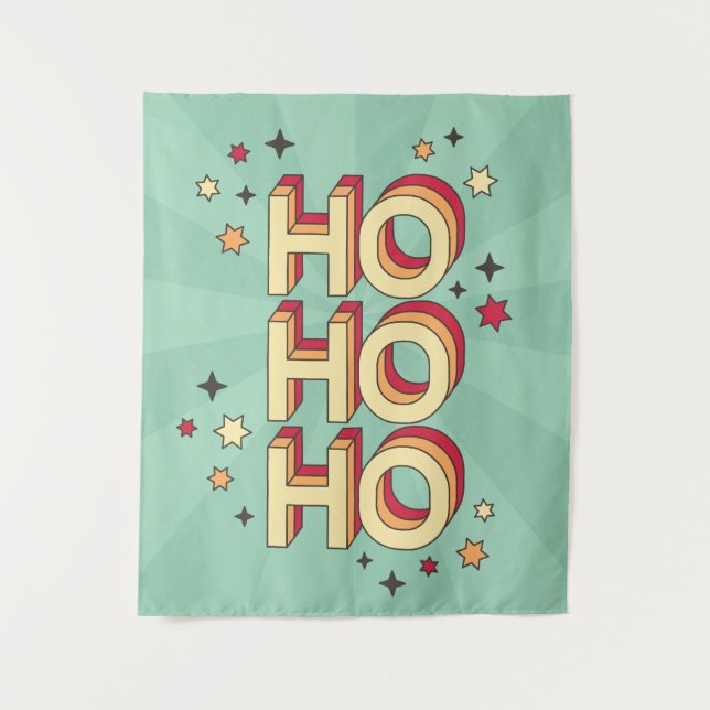 Tapete De Parede Ho ho ho natal texto sazonal e estrelas (Frente)