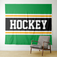 HOCKEY Athletic Bright Green Black Yellow Stripes