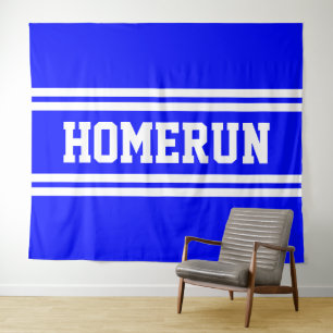 Tapete De Parede HOMERUN Azul Brilhante Branco Listras de Corrida d