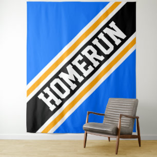 Tapete De Parede HOMERUN Azul Brilhante Laranja Amarelo Preto Listr