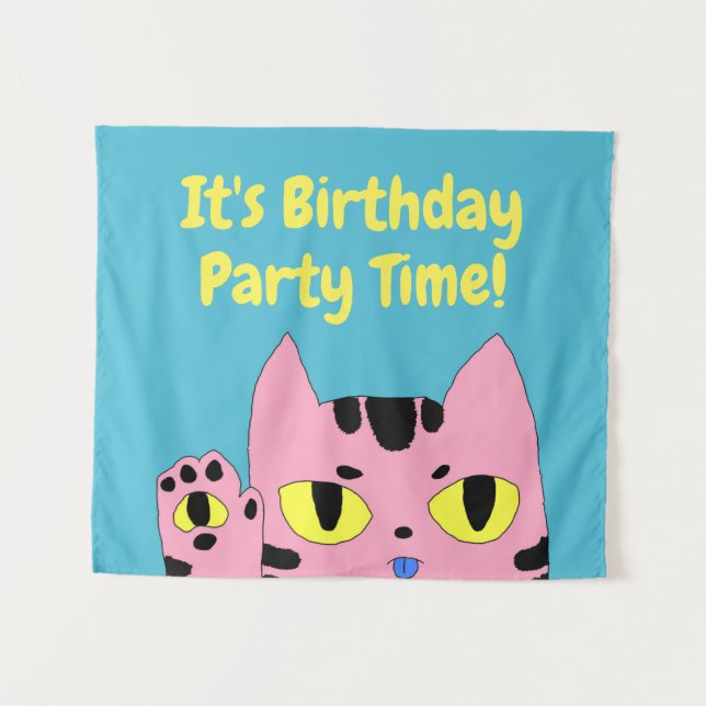 Tapete De Parede Hora de Aniversário do Gato de alienígena (Frente (Horizontal))