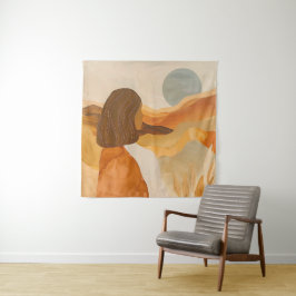 Tapete De Parede Horizontes Dourados – Mulher Abstrata do Deserto