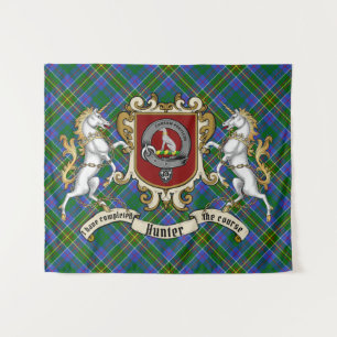 Tapete De Parede Hunter Clan Crachá & Unicorns w/Tartan 