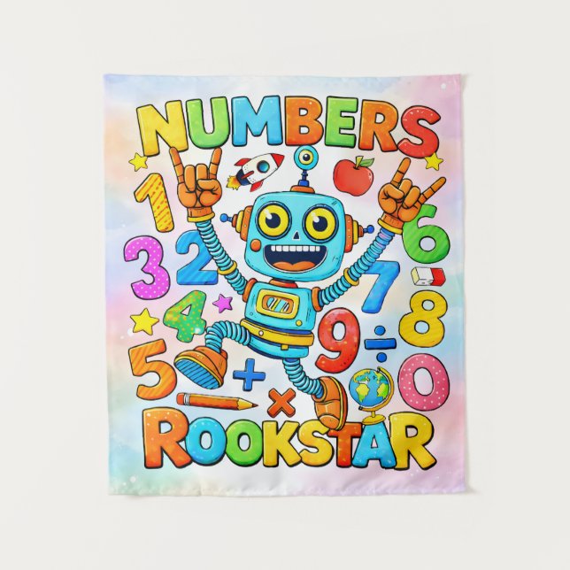 Tapete De Parede Ícone de Robô Fofo de Matemática para Estrela de N (Frente)