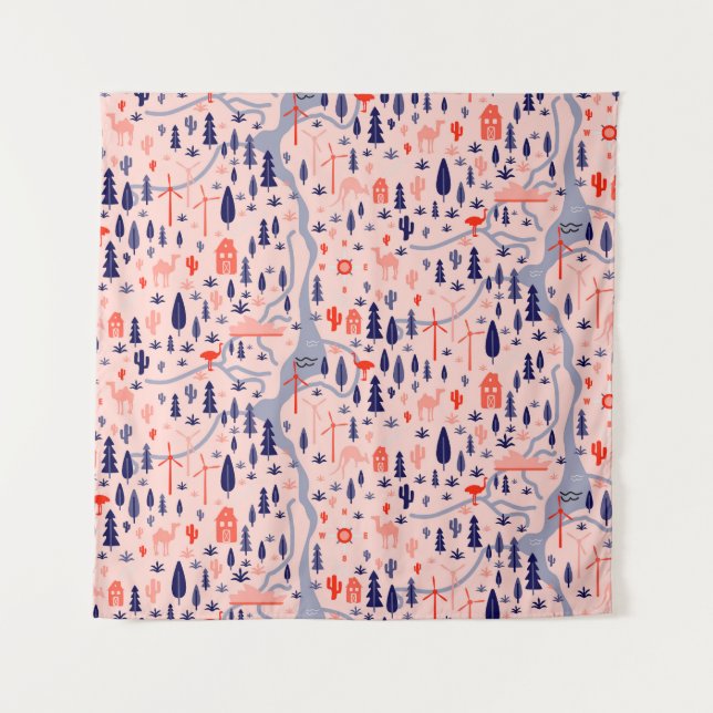 Tapete De Parede Ícones australianos, padrão decorativo perfeito. (Frente)